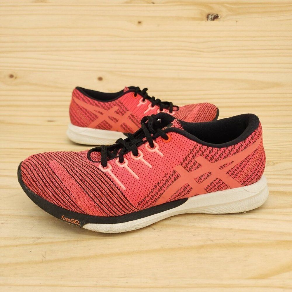 Asics FuzeX Gel Women's Running Shoes Sz 7 Pink Black Knit Sneakers Athletic